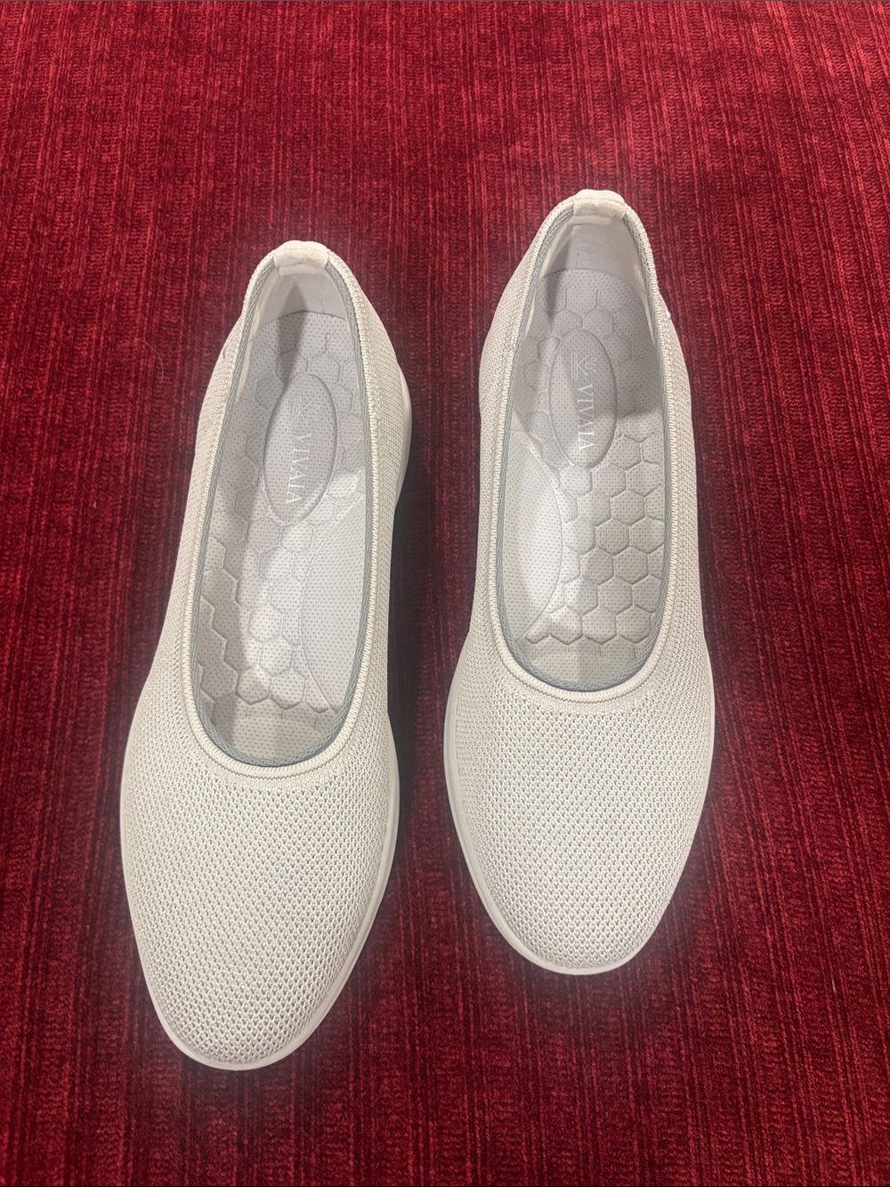 Vivaia Silver Slip-On Knit Flat Sneakers- Lightweight Comfort